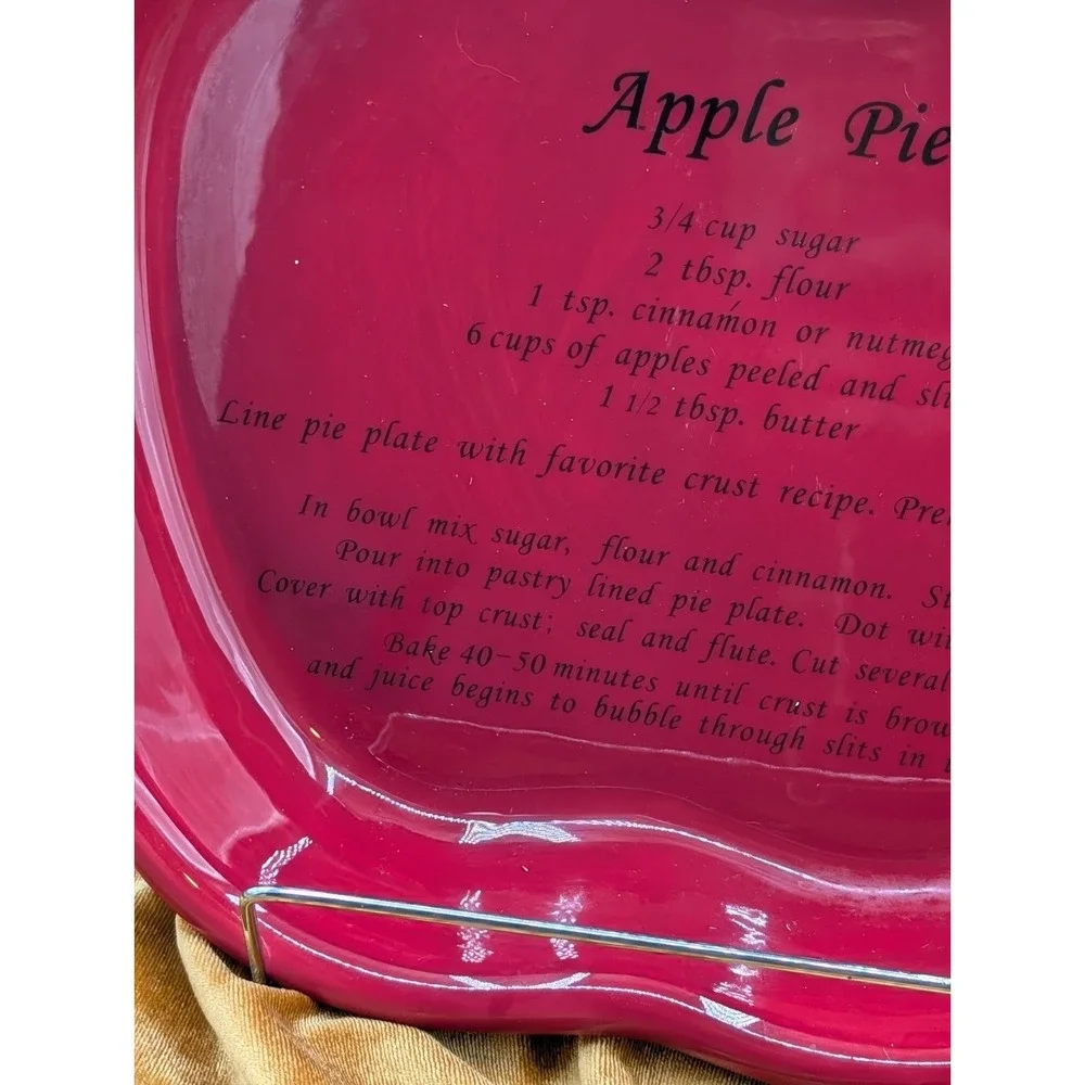 Harvest Red Ceramic Apple Shaped Pie Dish Pan Recipe Base Cottagecore Vintage